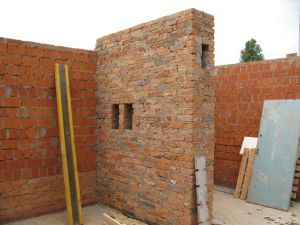 Construcción de un pozo de ventilación de ladrillo.