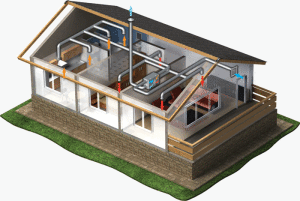 esquema de suministro y ventilación de escape