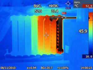 Measuring the temperature of the radiator heating using a thermal imager