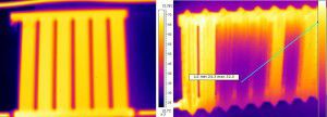 Voorbeeld van ongelijkmatige verwarming van de batterij