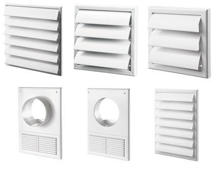 ventilatieroosters met lamellen en een uitlaat voor een afzuigkap