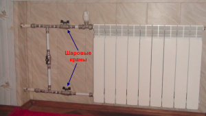 Radiatorleidingen in verwarming Leningradka