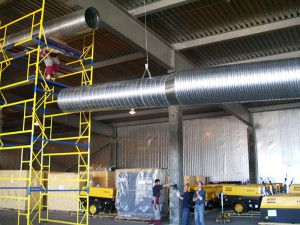 elevación de una sección de conductos de aire circulares