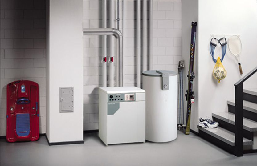 Floor standing gas boiler in heating